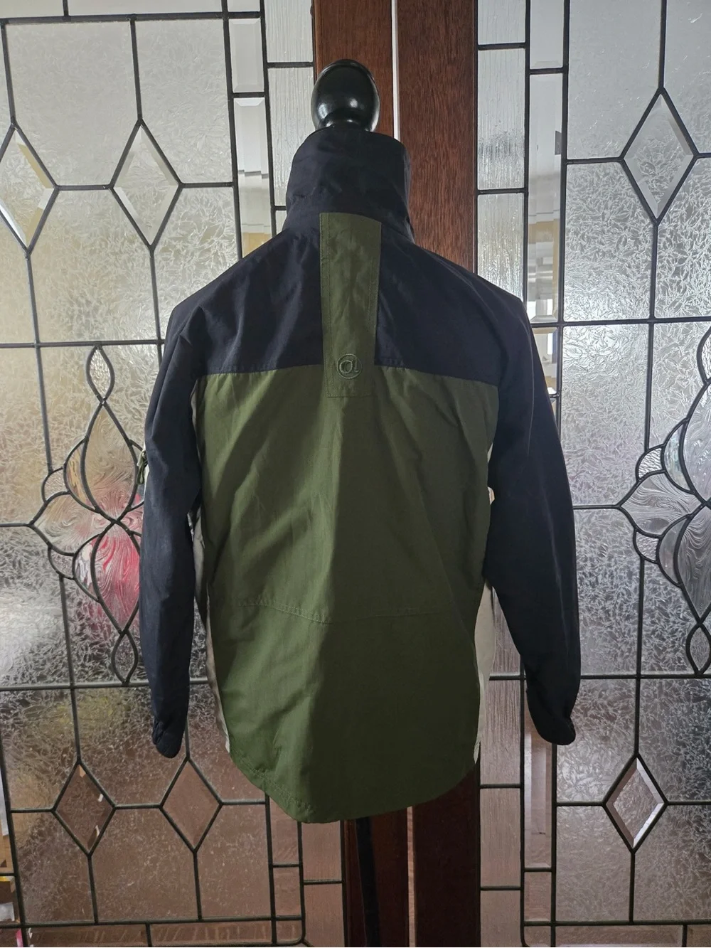Airwalk Olive, Black & White Colorblock Raincoat